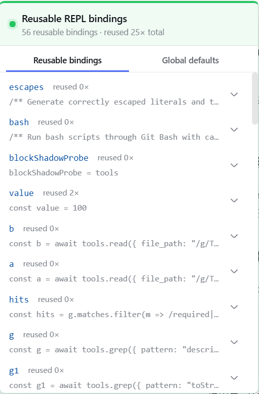 Reusable REPL bindings