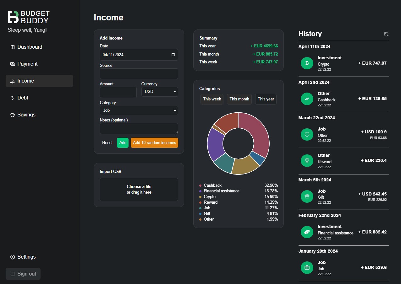 Website Desktop Income Section Screenshot