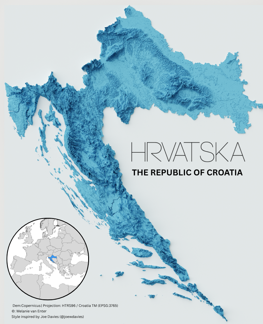 Croatia relief map