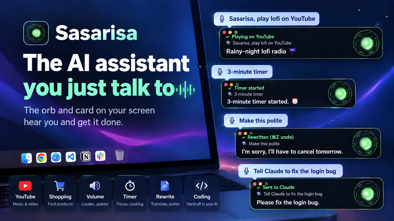 Talk to your Mac and it just does it — YouTube, timers, rewriting text, handing coding to your AI