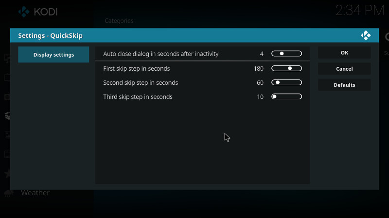 Add-on settings