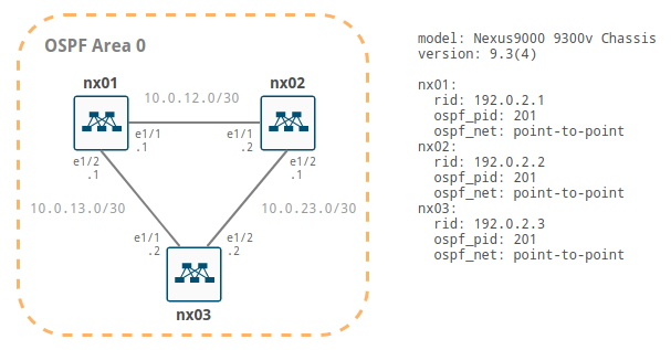 Cisco Nexus 9000v OSPF p2p topology