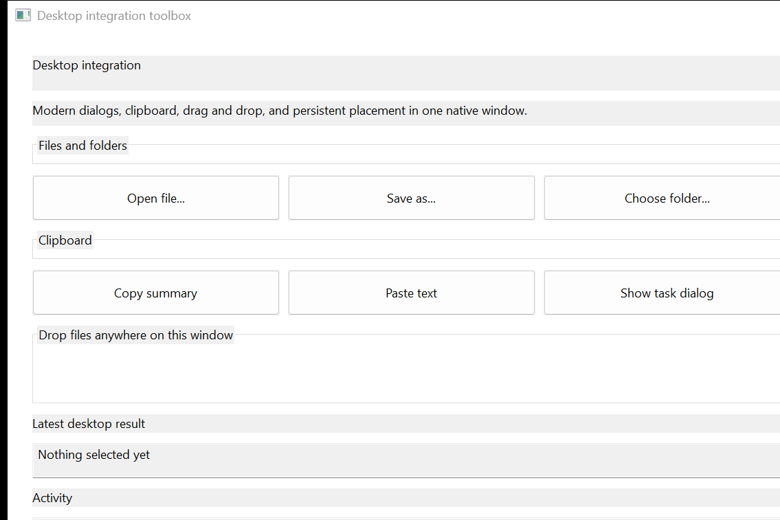 Desktop integration example