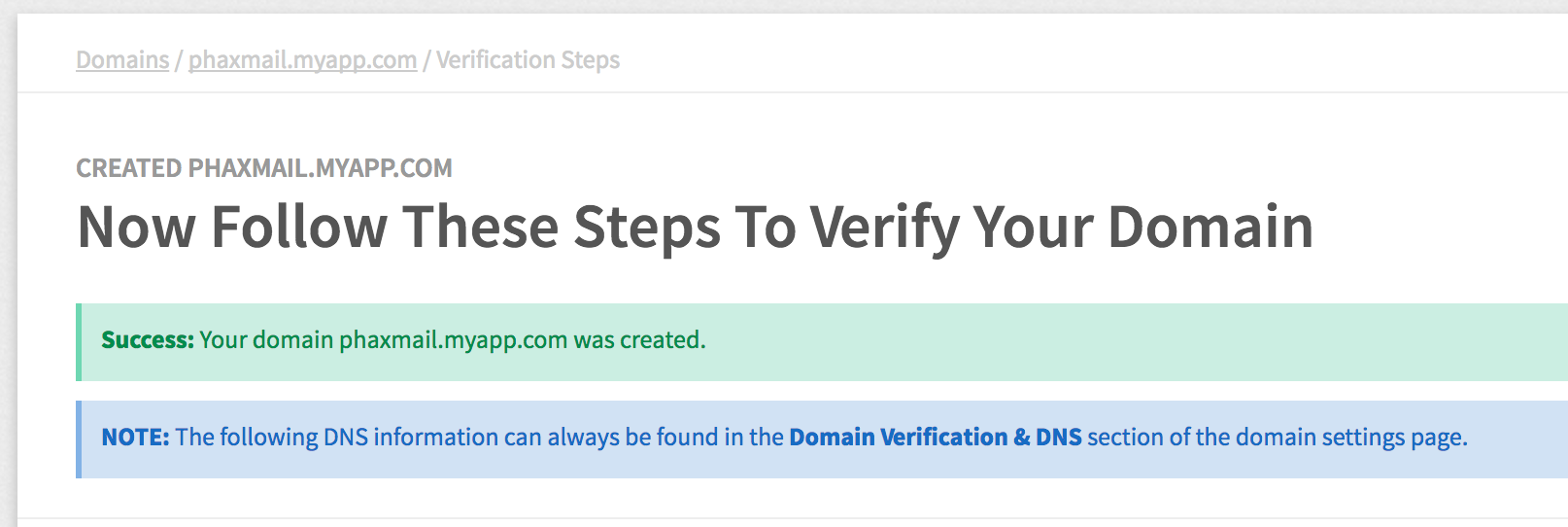 Mailgun Verify Domain Page Screenshot