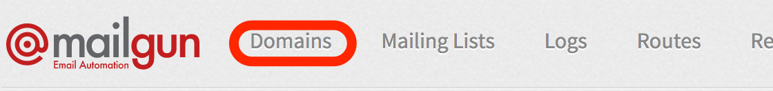 Mailgun Domains Tab Screenshot