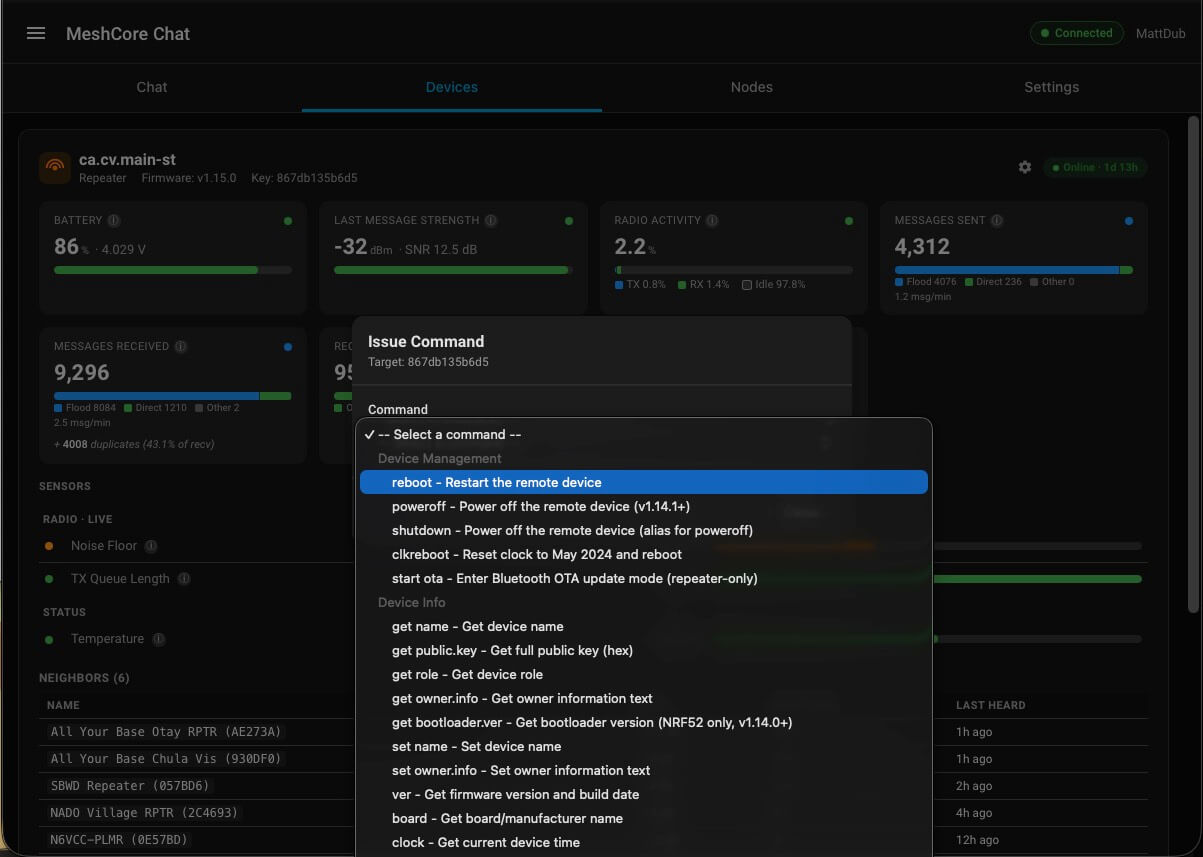 Issue command picker