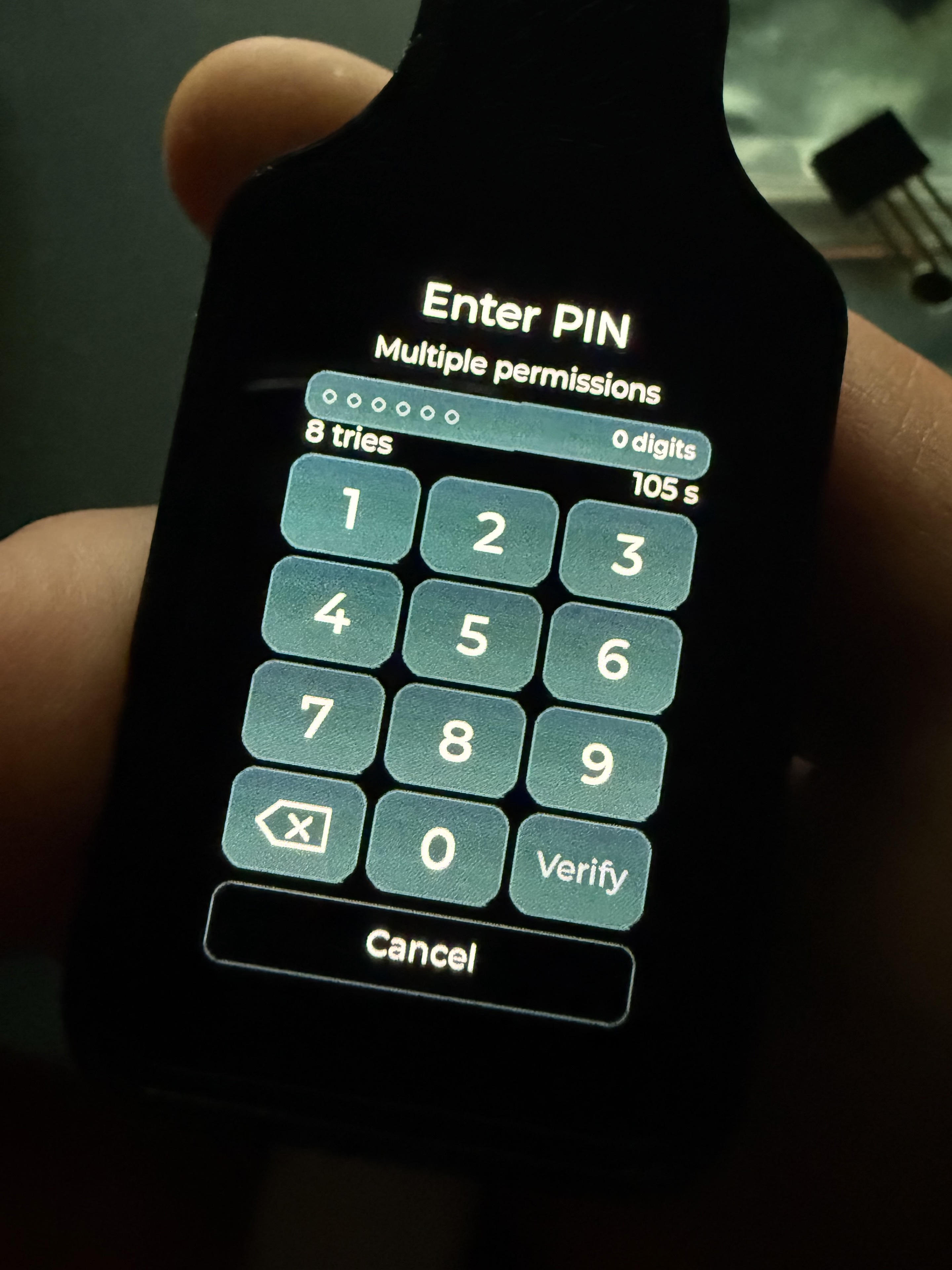 Real EvilKey prototype showing its FIDO2 PIN keypad