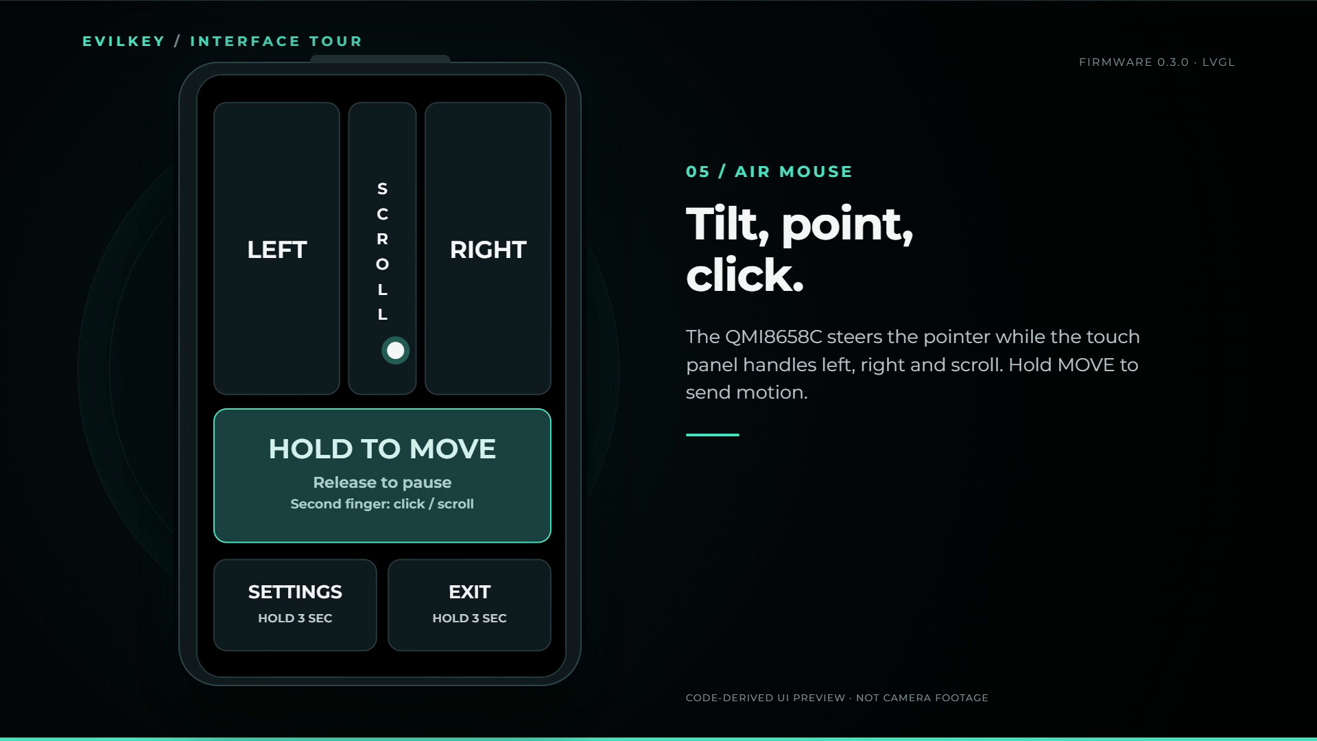 Air Mouse touch controls and motion pointer preview