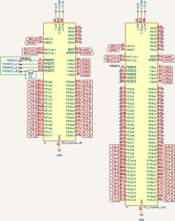 PCIe x16-to-x8 Debifurcator Schematic