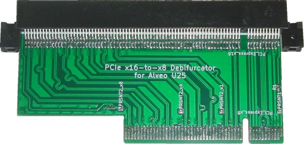 PCIe x16-to-x8 Debifurcator for Alveo U25