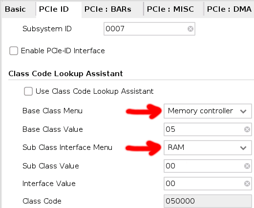 XDMA PCIe ID Customizations