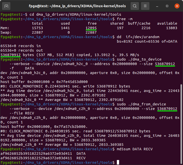 DDR4 XDMA Tools Random Data Test