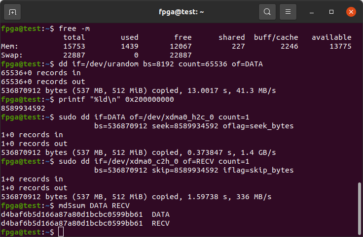 DDR4 dd Random Data Test