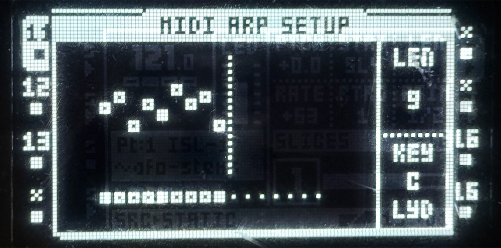 MIDI ARP SETUP with the key scale on C lydian (LYD)