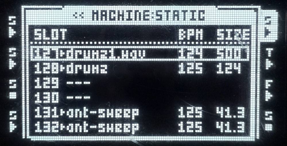 STATIC slot list crossing the old limit: slots 129-130 empty, 131-132 loaded