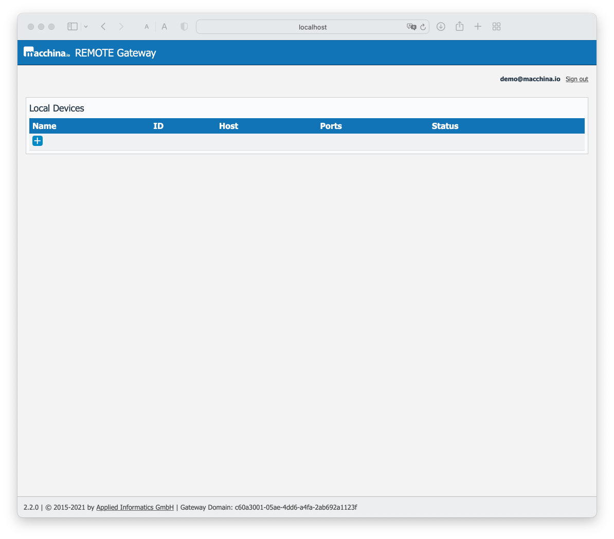 Gateway Web User Interface - Overview