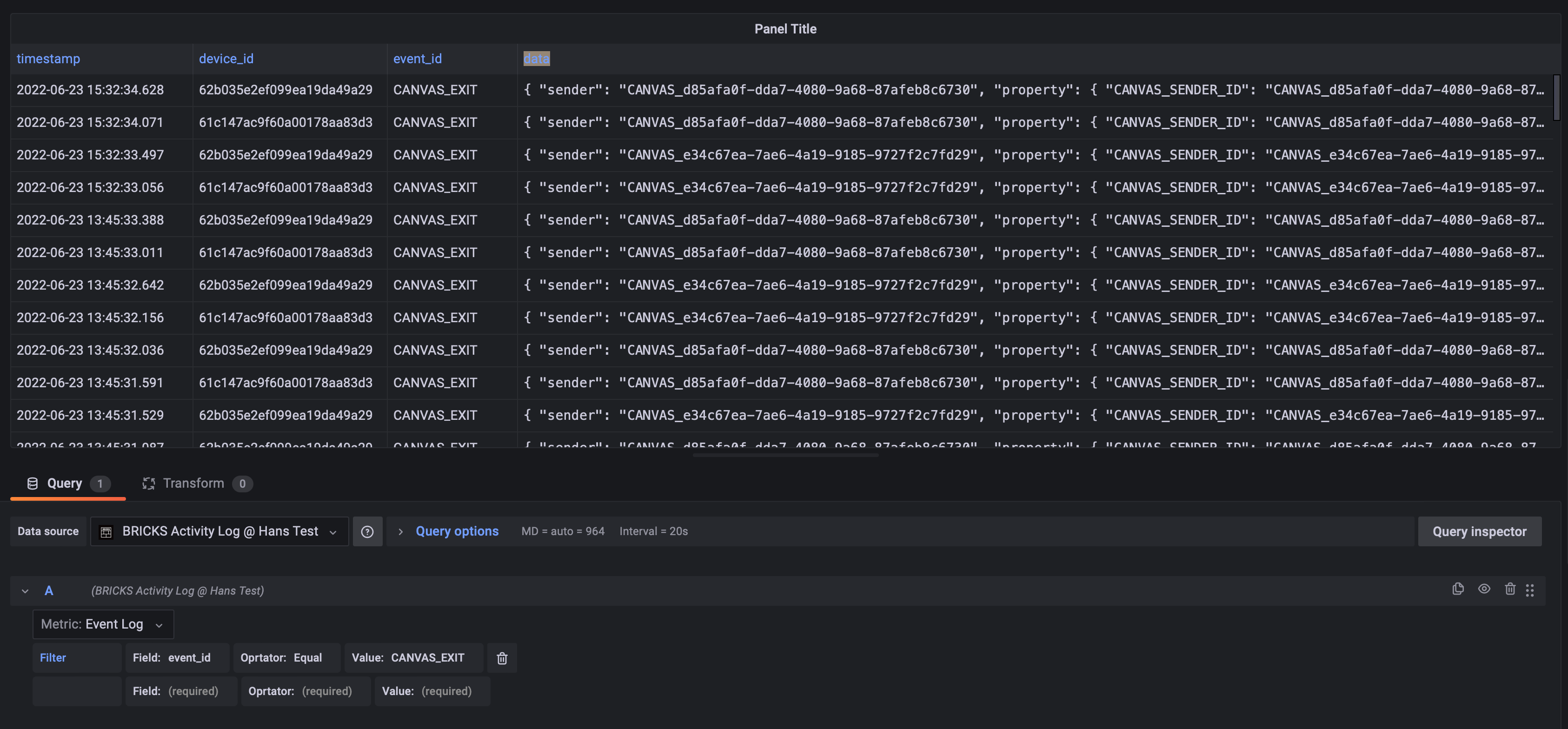 Github Mybigday Activity Log Grafana Plugin Activity Log Data Source For Grafana