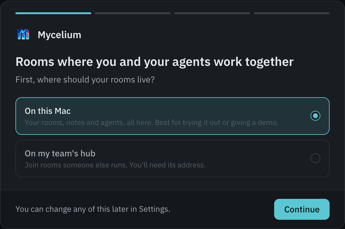 The desktop app's first screen