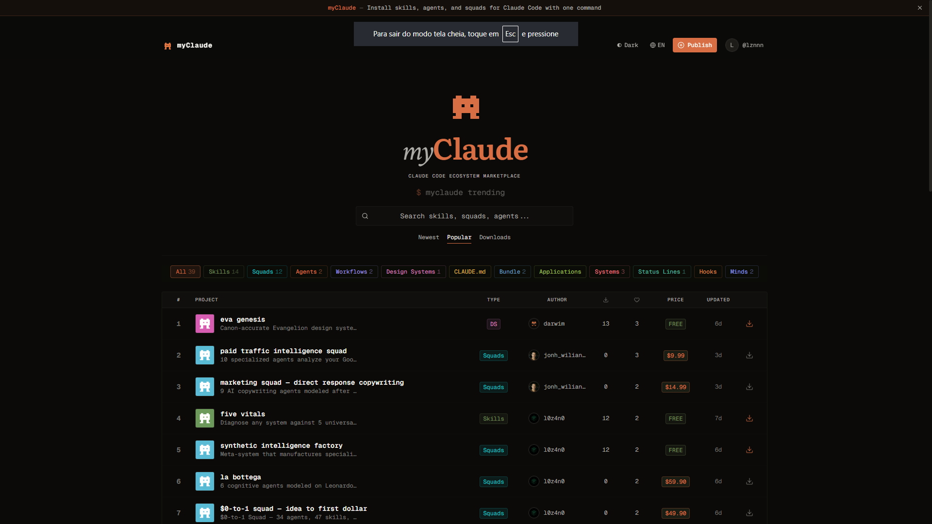 myClaude Marketplace — browse and install products