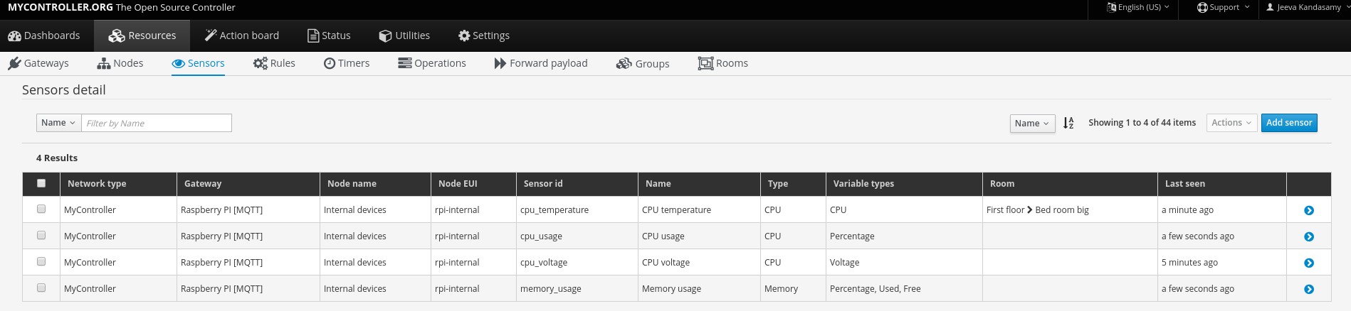 RPI internal sensors