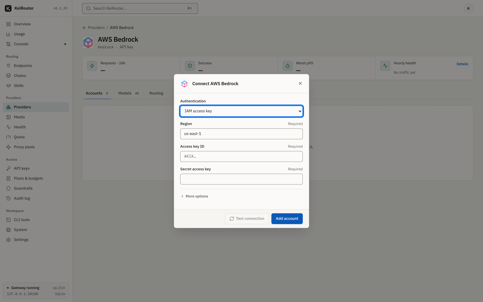 Connect AWS Bedrock with IAM access keys