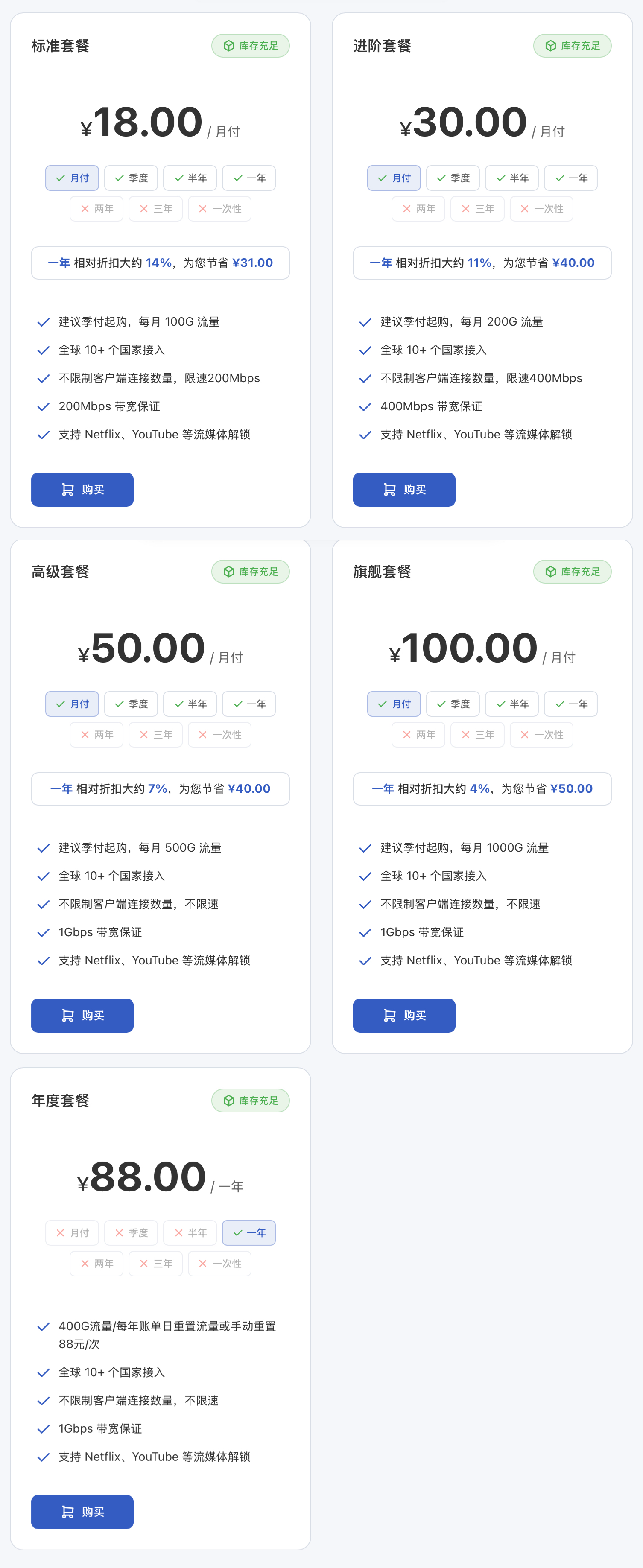 套餐价格
