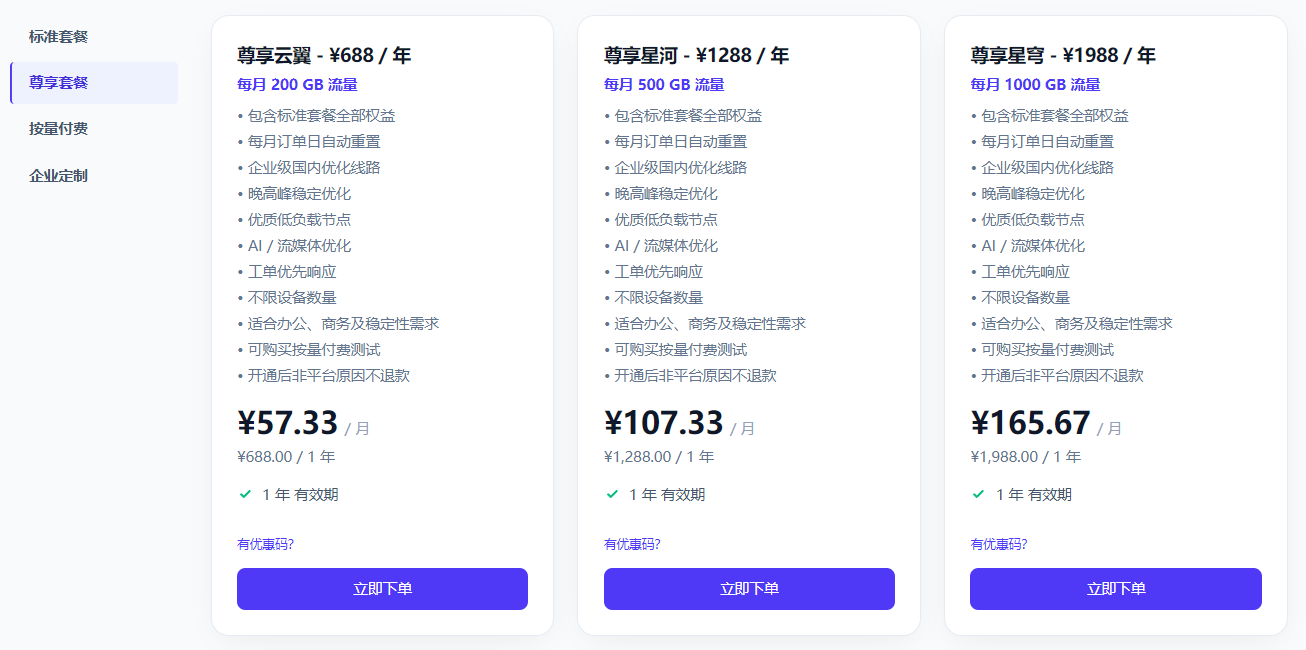 套餐价格