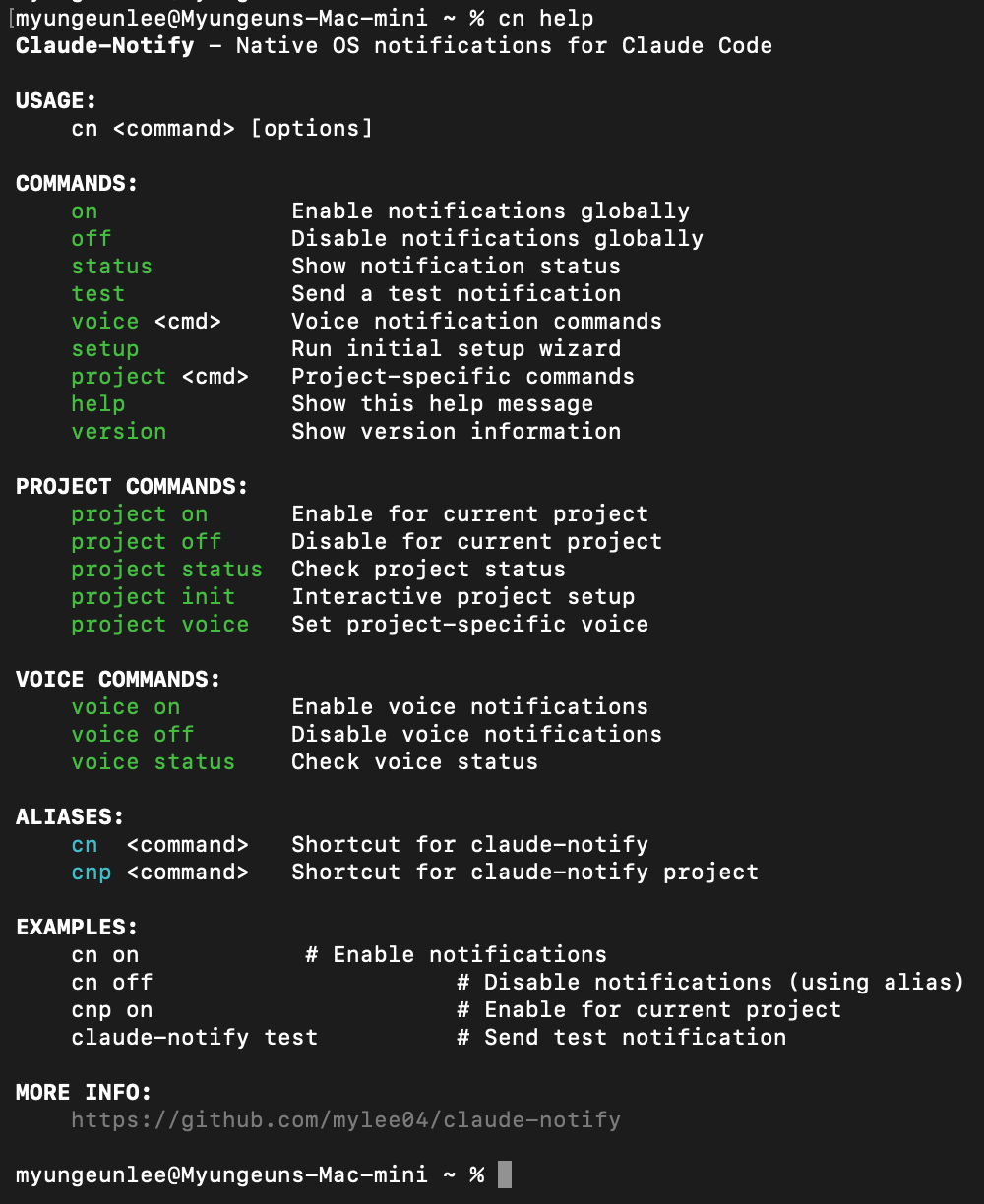 cn help output