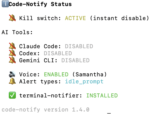 cn status showing alert types