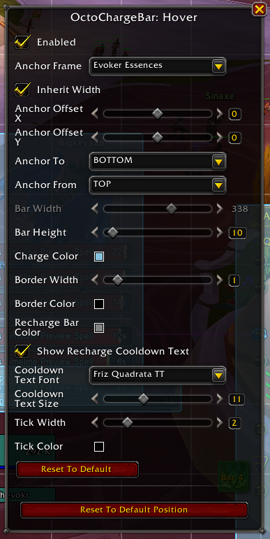 A riptide bar in edit mode