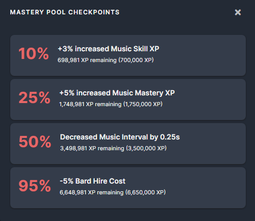 Mastery Pool Unlocks