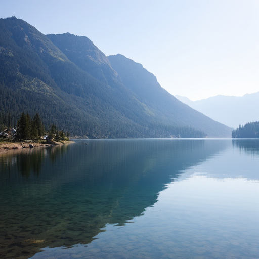 Serene mountain lake