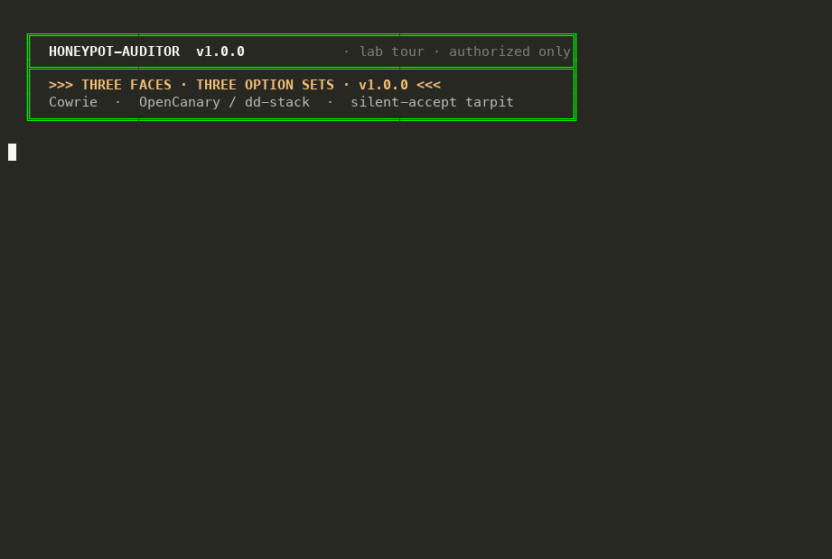 Lab tour demo v1.0.0 — Cowrie, OpenCanary/dd-stack, tarpit