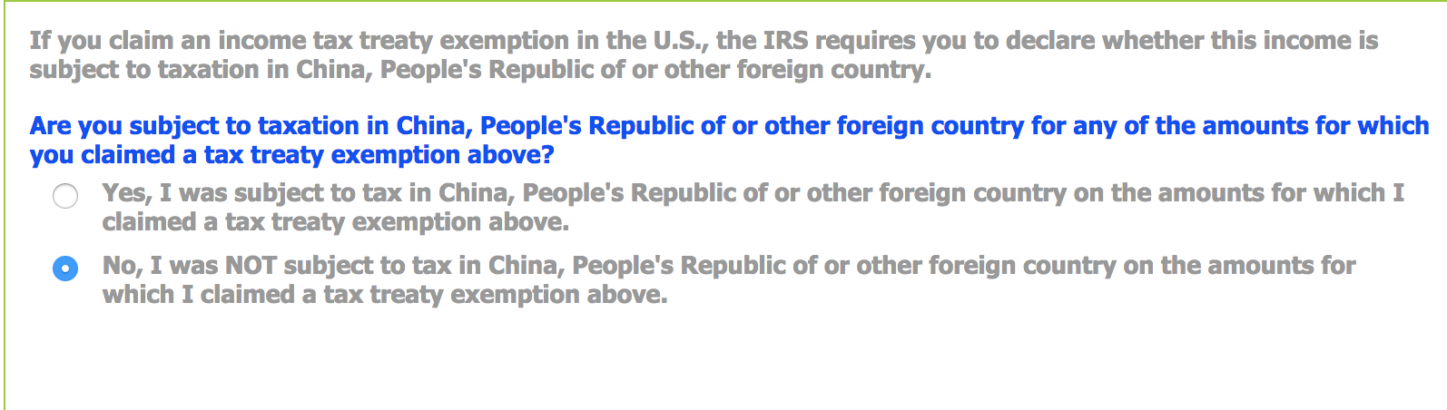 Taxation in other country