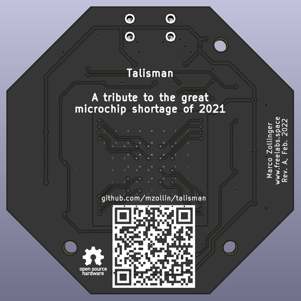 Talisman PCB 3D rendering: Rear view