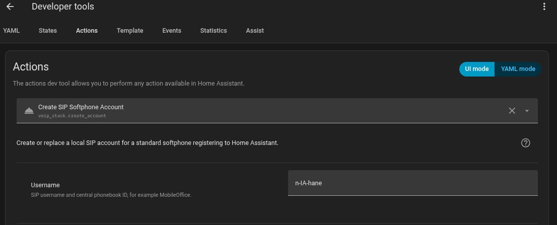 Create SIP account service