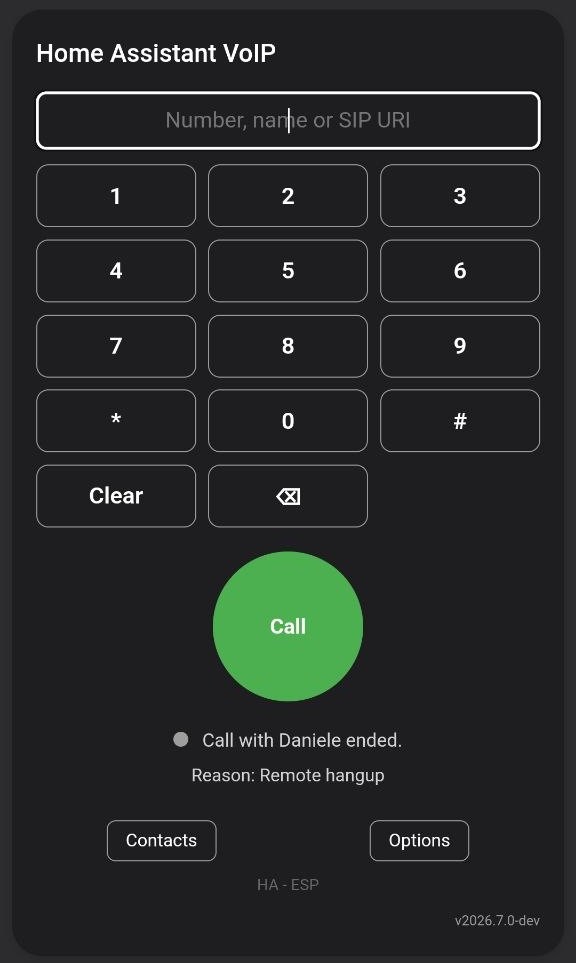 Home Assistant softphone keypad