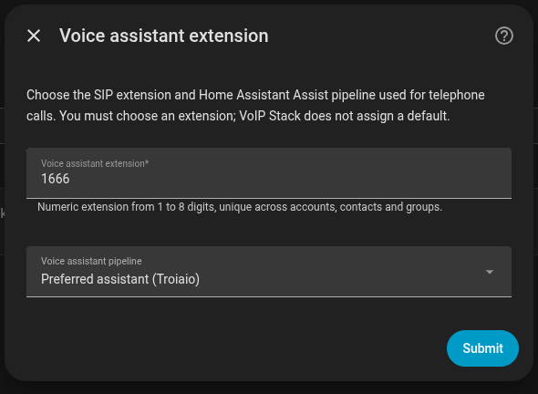 Voice assistant extension and Assist pipeline configuration