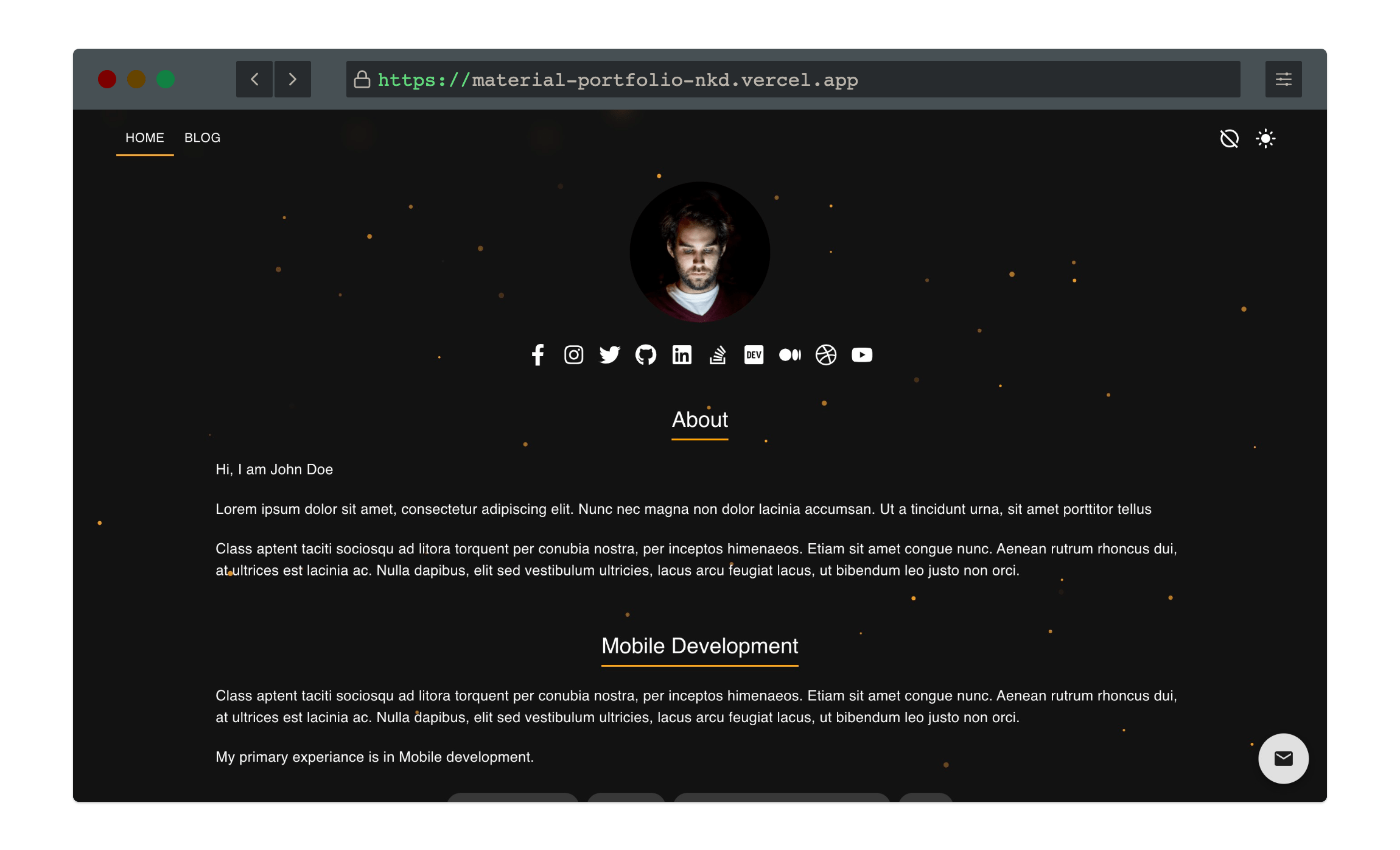 Home page Dark mode