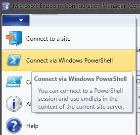 Blue menu button > Connect via Windows PowerShell