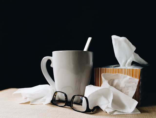 tissues and tea mug