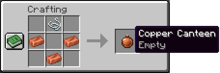 Three copper ingots and a string make a Copper Canteen