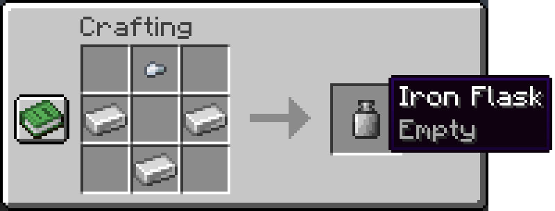 Five iron ingots and an iron nugget make an Iron Flask