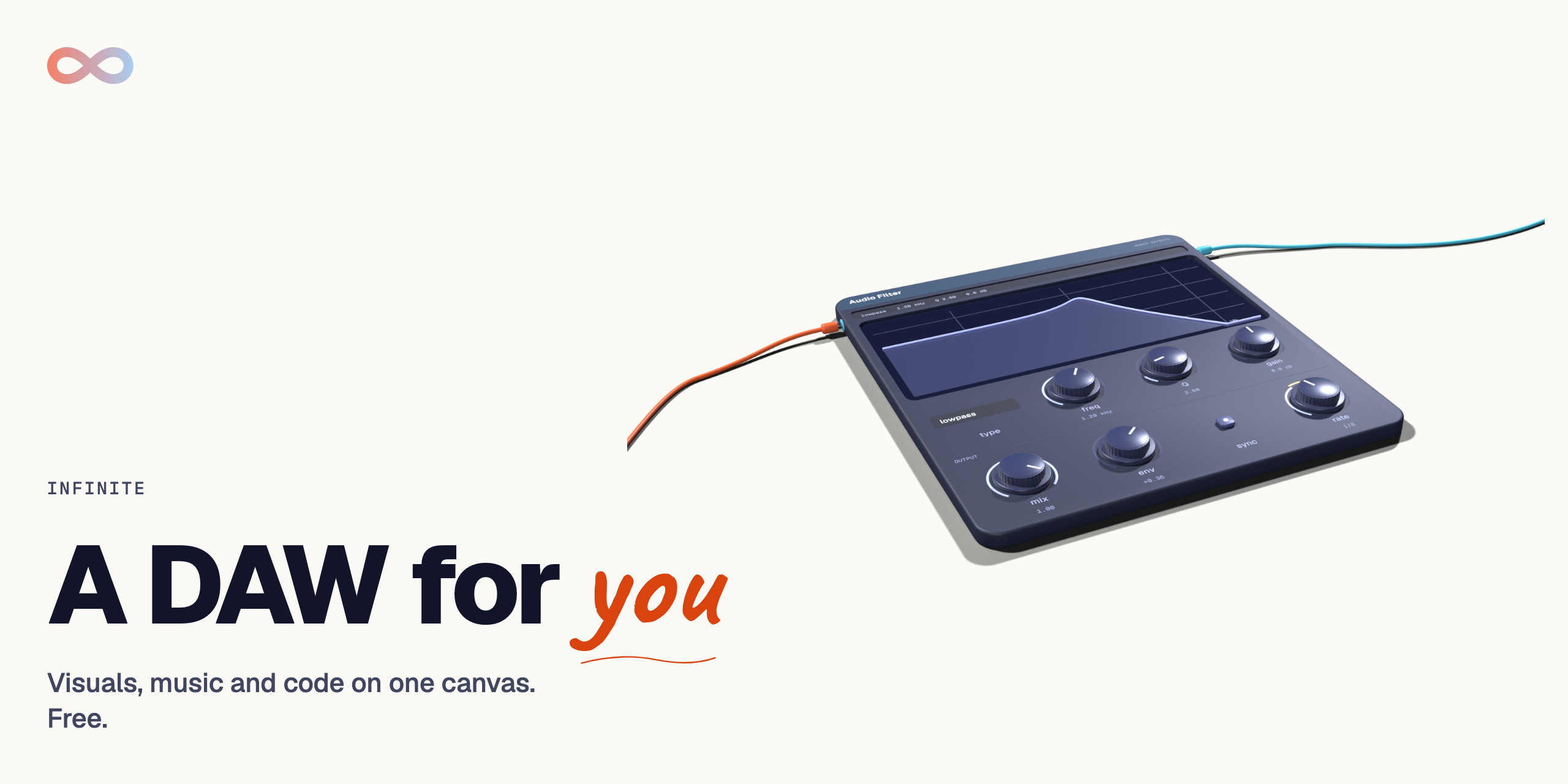 Infinite: a DAW for you. Visuals, music and code on one canvas.