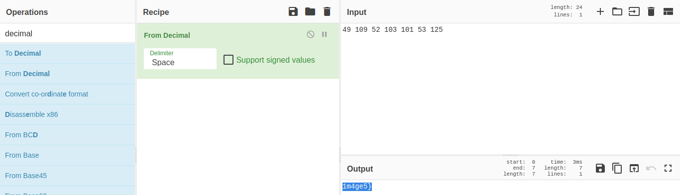 Convert decimal to ASCII