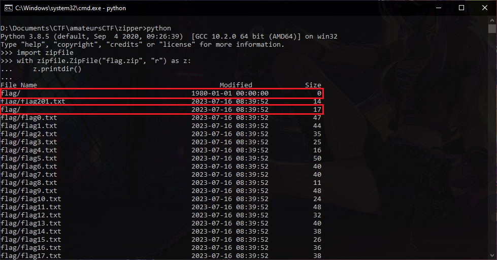 All items inside zip