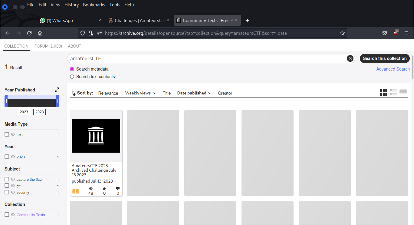 Search result from archive.org
