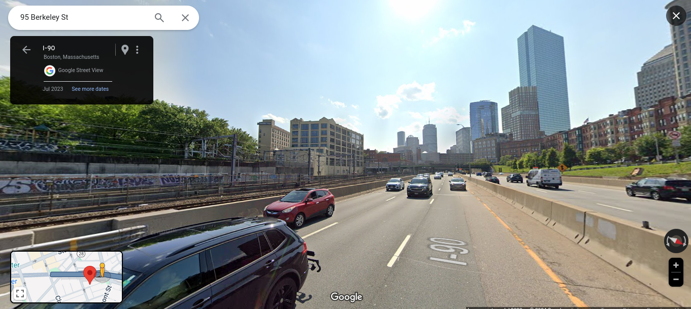 The view of 95 Berkeley St building from I-90