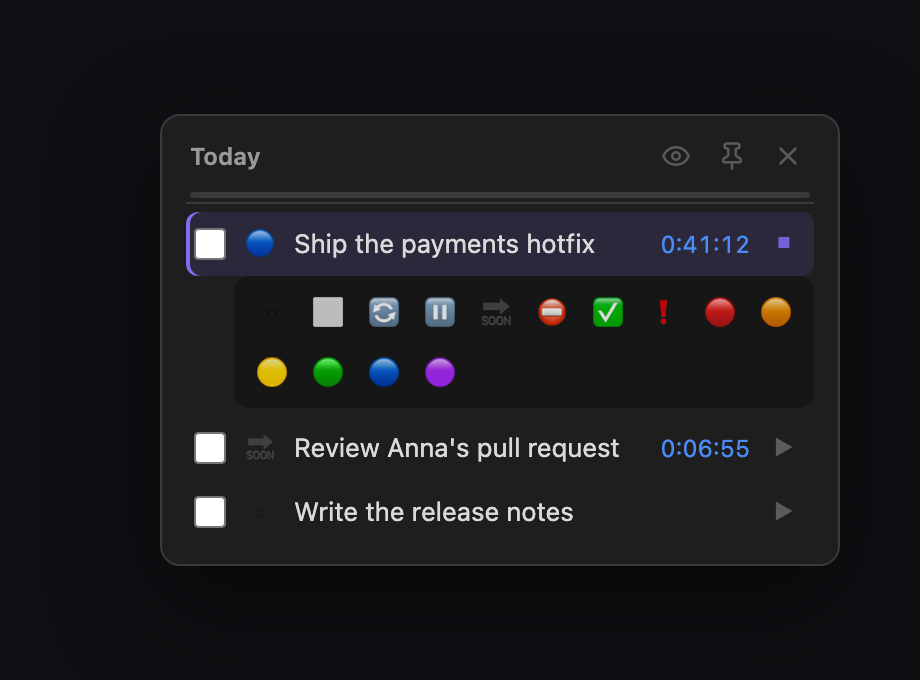 The inline emoji status palette