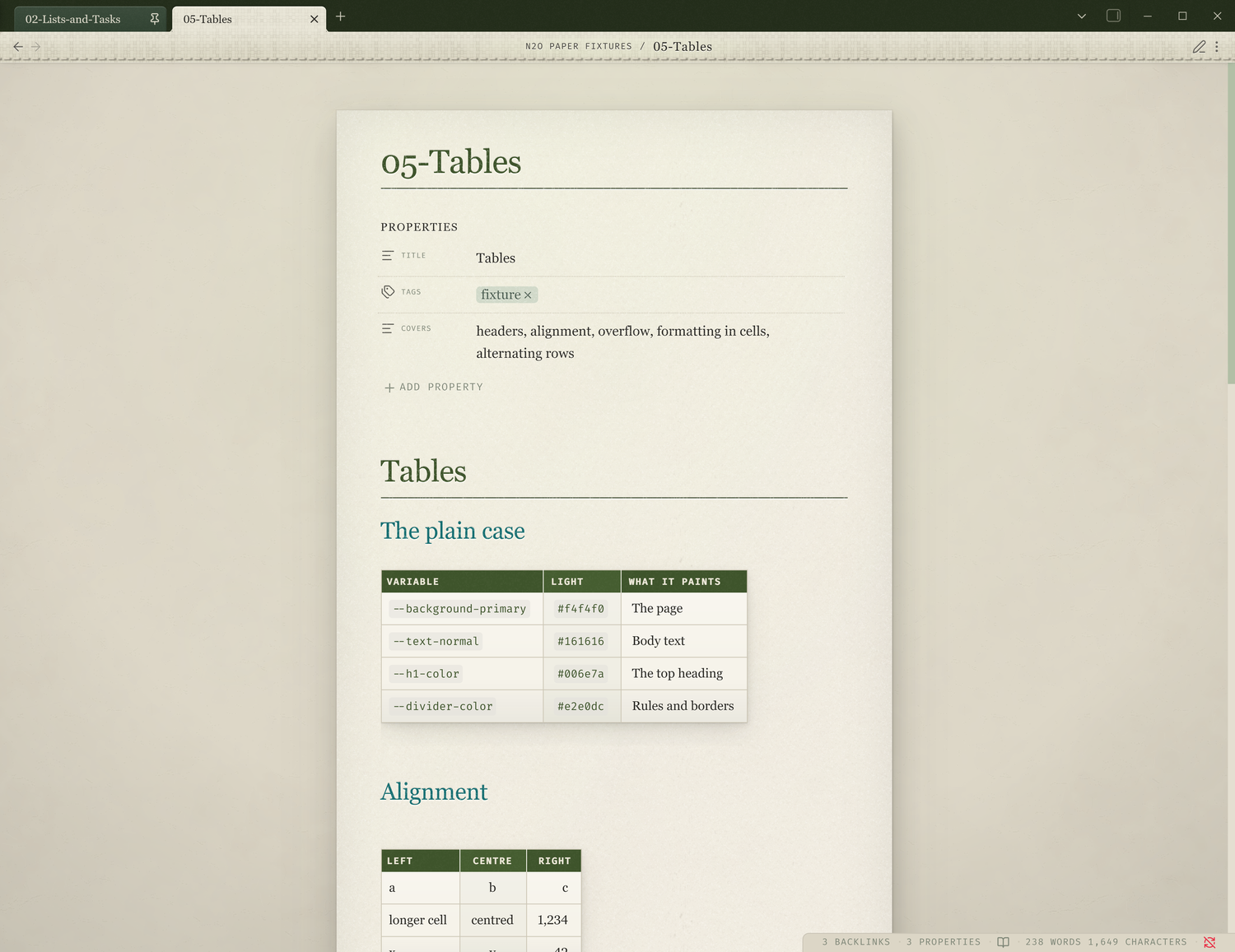 Tables